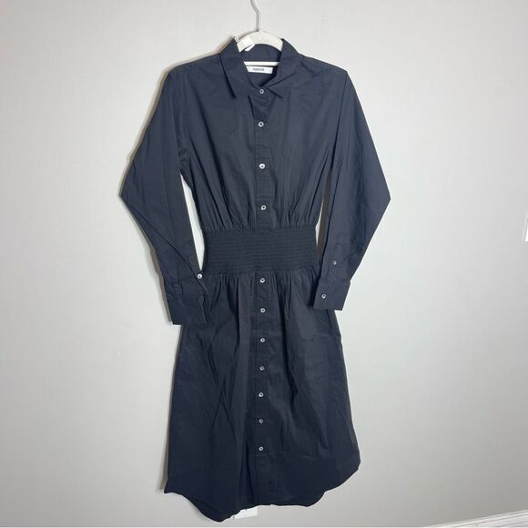 black $250 Thakoon Smocked Waist Maxi Dress With Ladder Trim In BLACK - Picture 4 of 10